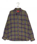 SUPREMEシュプリーム）の古着「Basket Weave Plaid Shirt」｜イエロー×ブルー×ボルドー