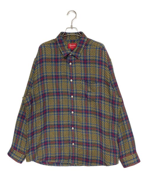 SUPREME（シュプリーム）SUPREME (シュプリーム) Basket Weave Plaid Shirt イエロー×ブルー×ボルドー サイズ:Lの古着・服飾アイテム