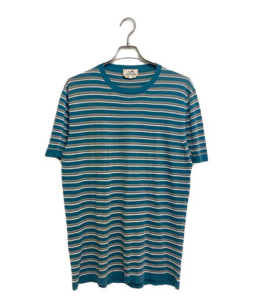 HERMES（エルメス）HERMES (エルメス) ボーダーTシャツ グリーン サイズ:XLの古着・服飾アイテム