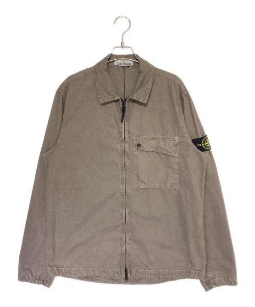 STONE ISLAND（ストーンアイランド）STONE ISLAND (ストーンアイランド) OLD EFFECT BRUSHED COTTON OVERSHIRT オリーブ サイズ:Lの古着・服飾アイテム