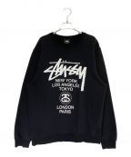 stussyステューシー）の古着「World Tour Sweatshirt」｜ブラック