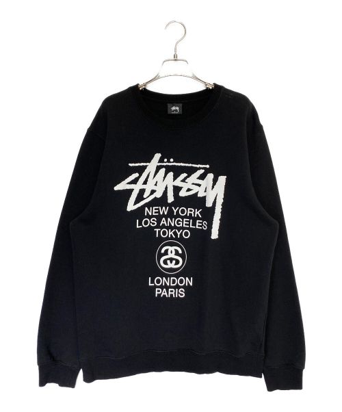 stussy（ステューシー）stussy (ステューシー) World Tour Sweatshirt ブラック サイズ:Lの古着・服飾アイテム