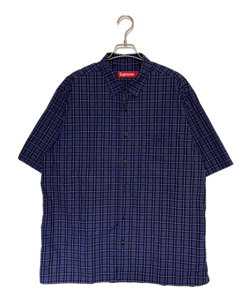 SUPREME（シュプリーム）SUPREME (シュプリーム) Loose Fit Mini Plaid S/S Shirt ネイビー サイズ:Lの古着・服飾アイテム