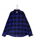 A BATHING APEアベイシングエイプ）の古着「College Block Check Relaxed Fit Shirt」｜ブルー