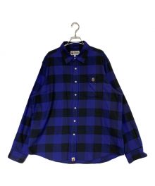 A BATHING APE（アベイシングエイプ）の古着「College Block Check Relaxed Fit Shirt」｜ブルー