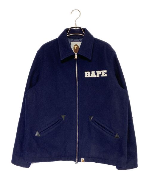 A BATHING APE（アベイシングエイプ）A BATHING APE (アベイシングエイプ) BAPE Melton Zip Jacket ブルー サイズ:Mの古着・服飾アイテム