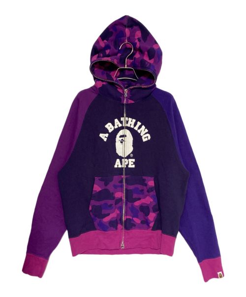 A BATHING APE（アベイシングエイプ）A BATHING APE (アベイシングエイプ) COLOR CAMO RELAXED FIT FULL ZIP HOODIE パープル サイズ:Mの古着・服飾アイテム