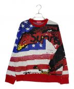 SUPREMEシュプリーム）の古着「Digital Flag Sweater」｜レッド×ブルー