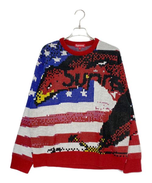 SUPREME（シュプリーム）SUPREME (シュプリーム) Digital Flag Sweater レッド×ブルー サイズ:Mの古着・服飾アイテム