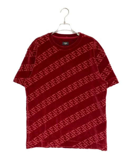 FENDI（フェンディ）FENDI (フェンディ) ベルベット Tシャツ レッド サイズ:Mの古着・服飾アイテム