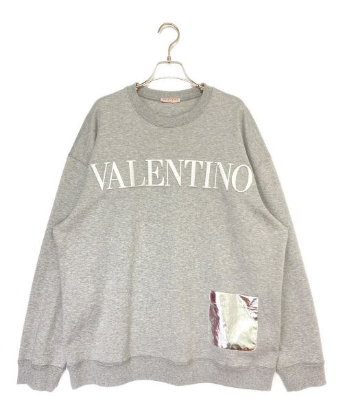 VALENTINO（ヴァレンティノ）VALENTINO (ヴァレンティノ) エンボス クルーネック スウェットシャツ グレー サイズ:Mの古着・服飾アイテム