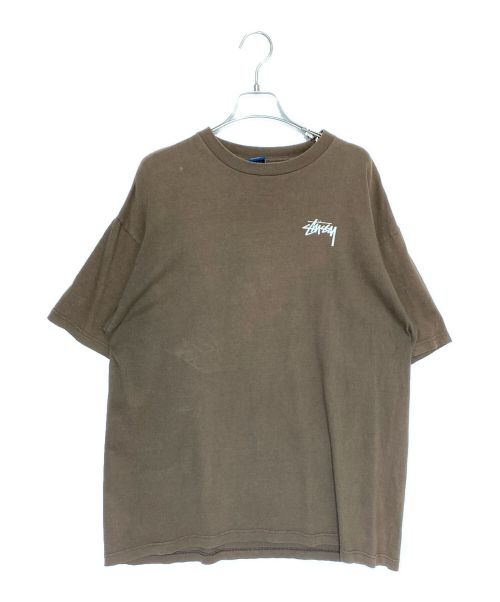 stussy（ステューシー）stussy (ステューシー) HIBISCUS & CHIMPANZEE RIDER TEE ブラウン サイズ:XLの古着・服飾アイテム