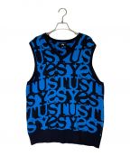 stussyステューシー）の古着「Stacked Sweater Vest」｜ネイビー×スカイブルー