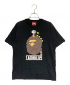 A BATHING APE×PEANUTSアベイシングエイプ×ピーナッツ）の古着「半袖Tシャツ」｜ブラック