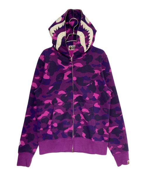 A BATHING APE（アベイシングエイプ）A BATHING APE (アベイシングエイプ) SHARK FULL ZIP HOODIE パープル サイズ:Mの古着・服飾アイテム