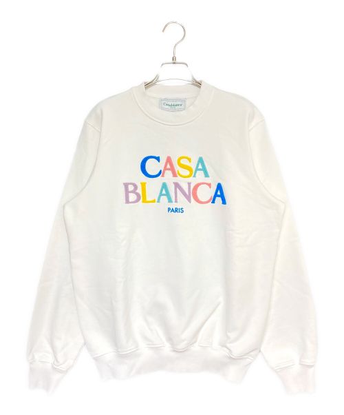 CASABLANCA（カサブランカ）CASABLANCA (カサブランカ) STACKED LOGO EMBROIDERED CHENILLE SWEATSHIRT ホワイト サイズ:Sの古着・服飾アイテム