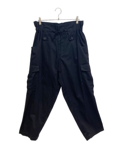 GROUND Y（グラウンドワイ）GROUND Y (グラウンドワイ) COTTON KATSURAGI HIGH WAIST CARGO PANTS（コットンカツラギハイウエストカーゴパンツ） ブラック サイズ:3の古着・服飾アイテム