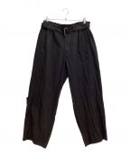 GROUND Yグラウンドワイ）の古着「NY/C CROSS EXTRA WIDE FRONT SEAM PANTS（クロスエクストラワイドフロントシームパンツ）」｜ブラック