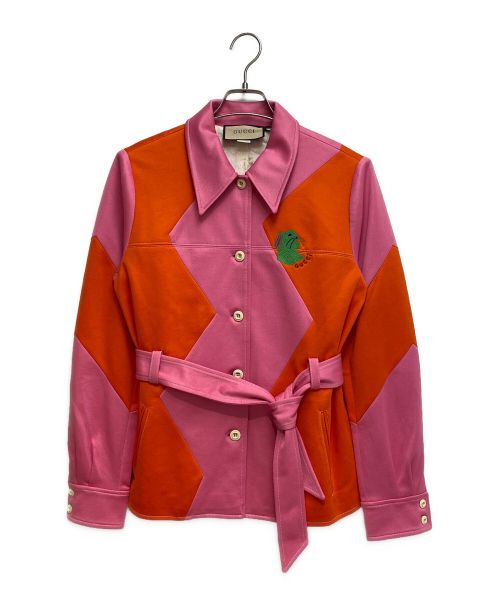 GUCCI（グッチ）GUCCI (グッチ) Two Tone Pique Jacket（ツートーン ピケ ジャケット） ピンク×オレンジ サイズ:Sの古着・服飾アイテム