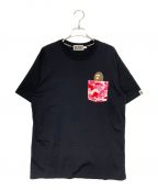 A BATHING APEアベイシングエイプ）の古着「CAMO POCKET  TEE」｜ブラック×ピンク