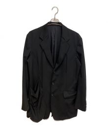 Yohji Yamamoto pour homme（ヨウジヤマモト プールオム）の古着「WOOL GABARDINE LEFT SIDE DRAPED JACKET」｜ブラック