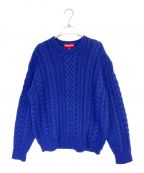 SUPREMEシュプリーム）の古着「Applique Cable Knit Sweater」｜ブルー