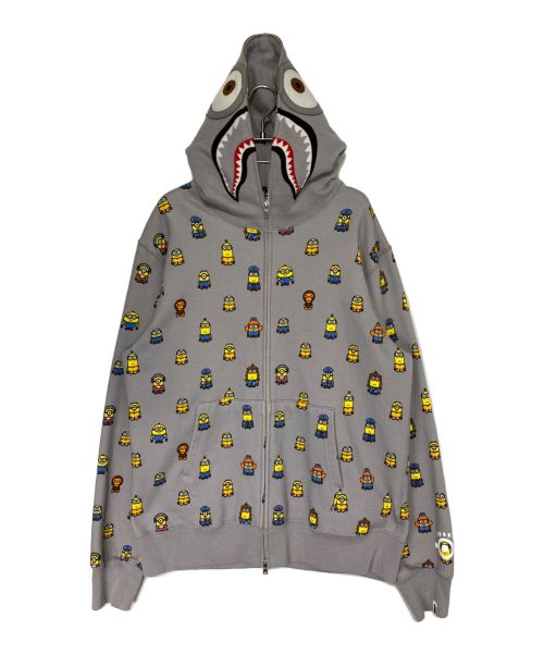 A BATHING APE（アベイシングエイプ）A BATHING APE (アベイシングエイプ) MINIONS (ミニオンズ) SHARK FULL ZIP HOODIE グレー サイズ:XLの古着・服飾アイテム