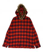 SUPREMEシュプリーム）の古着「Fur Trim Flannel Hooded Shirt」｜レッド