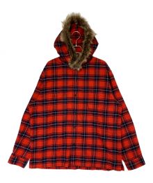 SUPREME（シュプリーム）の古着「Fur Trim Flannel Hooded Shirt」｜レッド