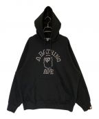 A BATHING APEアベイシングエイプ）の古着「Rhinestone College Pullover Hoodie」｜ブラック