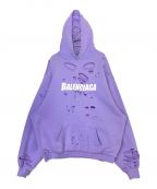 BALENCIAGAバレンシアガ）の古着「Caps Destroyed Hoodie」｜パープル