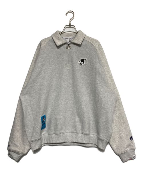 Aape BY A BATHING APE（エーエイプ バイ アベイシングエイプ）AAPE BY A BATHING APE (エーエイプ バイ アベイシングエイプ) HALF ZIP COLLARED SWEAT ライトグレー サイズ:Mの古着・服飾アイテム