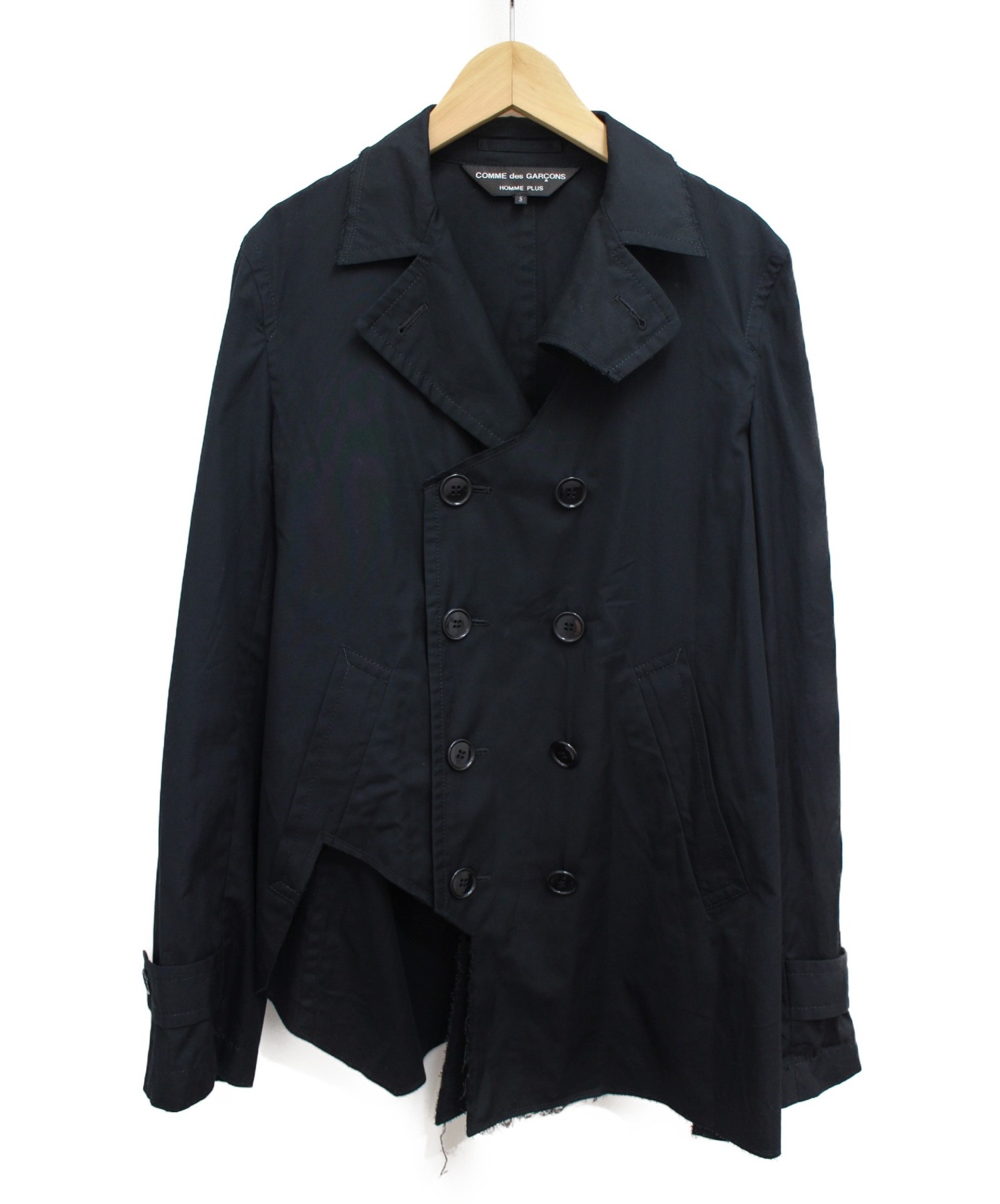 COMME des GARCONS HOMME PLUS (コムデギャルソンオムプリュス) カットオフダブルコート ブラック サイズ:S