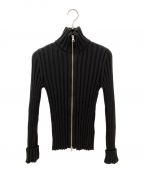 MM6 Maison Margielaエムエムシックス メゾンマルジェラ）の古着「LOGO RIBBED ZIP SWEATER」｜ブラック