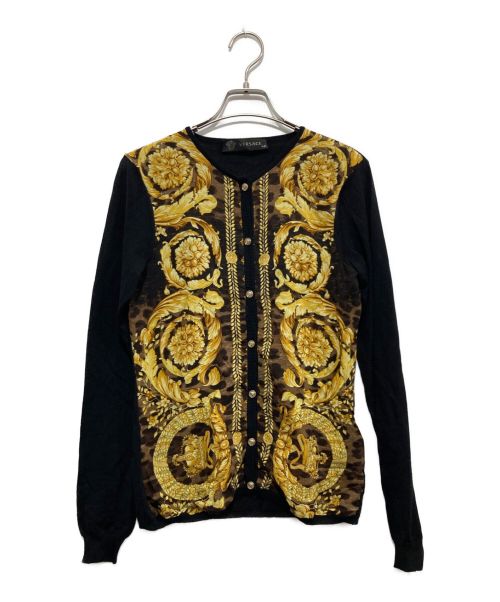 VERSACE（ヴェルサーチ）VERSACE (ヴェルサーチェ) シルク切替カーディガン ブラック サイズ:40の古着・服飾アイテム