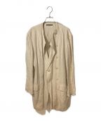 Yohji Yamamoto pour hommeヨウジヤマモト プールオム）の古着「LINEN DDW NO COLLAR LEFT BUTTON JACKET」｜ベージュ