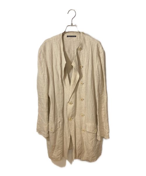 Yohji Yamamoto pour homme（ヨウジヤマモト プールオム）Yohji Yamamoto pour homme (ヨウジヤマモト プールオム) LINEN DDW NO COLLAR LEFT BUTTON JACKET ベージュ サイズ:2の古着・服飾アイテム