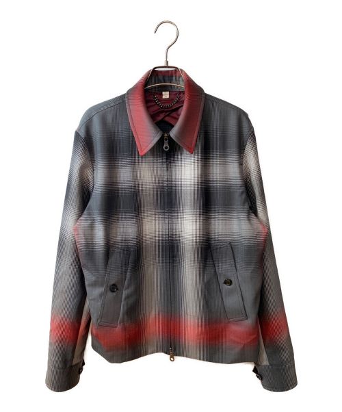 BURBERRY（バーバリー）BURBERRY (バーバリー) POP TRADING COMPANY (ポップトレーディングカンパニー) ブラーチェック ウール ハリントンジャケット ブラック サイズ:46の古着・服飾アイテム