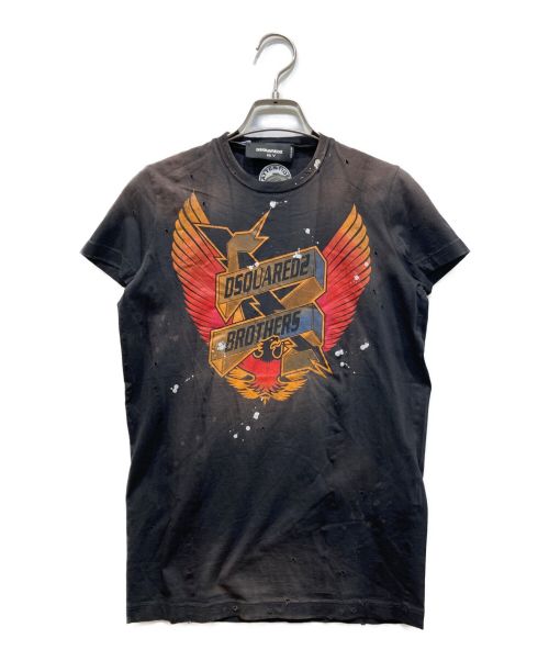 DSQUARED2（ディースクエアード）DSQUARED2 (ディースクエアード) ヴィンテージ加工Tシャツ ブラック サイズ:XS 未使用品の古着・服飾アイテム