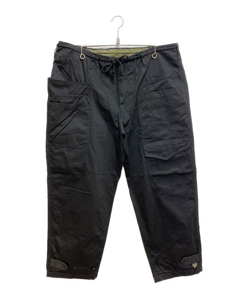 WILDSIDE YOHJI YAMAMOTO（ワイルドサイド ヨウジ ヤマモト）WILDSIDE YOHJI YAMAMOTO (ワイルドサイド ヨウジ ヤマモト) Cotton Chino Asymmetry Pocket Drawstring Pants ブラック サイズ:3の古着・服飾アイテム