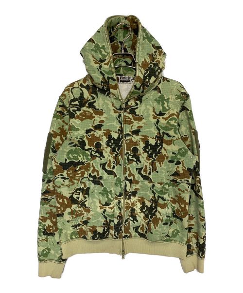 A BATHING APE（アベイシングエイプ）A BATHING APE (アベイシングエイプ) ベルクロワッペンジップパーカー グリーン サイズ:Sの古着・服飾アイテム