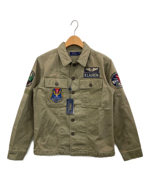 POLO RALPH LAUREN（ポロ・ラルフローレン）POLO RALPH LAUREN (ポロ・ラルフローレン) DISTRESSED EMBROIDERED MILITARY OVERSHIRT カーキ サイズ:XSの古着・服飾アイテム