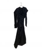 LIMI feuリミフゥ）の古着「23AW LOW TWIST SERGE DRESS WITH TWISTED PLEATS」｜ブラック