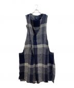 LIMI feuリミフゥ）の古着「23AW PLAID PATTERN DECONSTRUCTED  DRESS(プラットパターンデコンストラクテッドドレス)」｜グレー×ネイビー