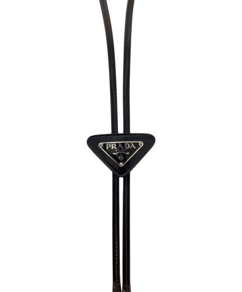 PRADA（プラダ）PRADA (プラダ) Triangle Logo Plate Loop Tie（三角ロゴプレートループタイ） ブラック サイズ:-の古着・服飾アイテム