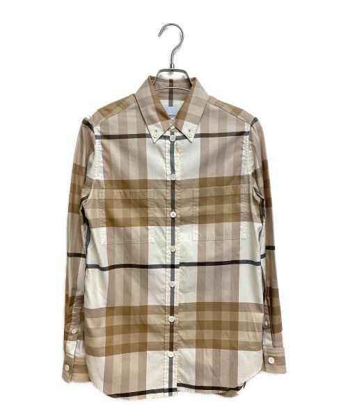 BURBERRY LONDON（バーバリーロンドン）BURBERRY LONDON (バーバリー ロンドン) チェックボタンダウンシャツ カフェオレ サイズ:36の古着・服飾アイテム