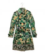 BURBERRYバーバリー）の古着「Floral Cotton Gabardine Trench Coat/フローラルコットンギャバジントレンチコート」｜グリーン