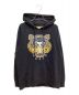 KENZO PARIS（ケンゾー パリ）の古着「Tiger Head Embroidered Pattern Hoodie （タイガーヘッド刺繍 パターンパーカー）」｜ブラック