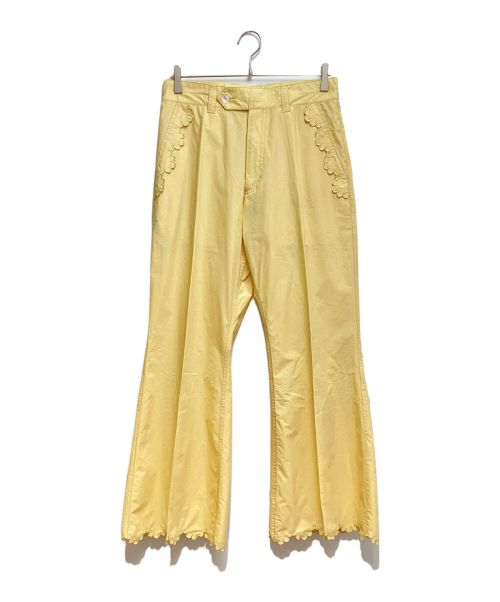 masu（エムエーエスユー）masu (エムエーエスユー) SCALLOP FLARE PANTS （スカラップフレアパンツ） イエロー サイズ:46の古着・服飾アイテム