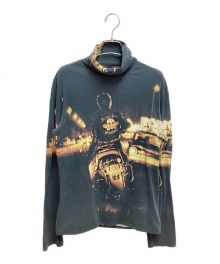 Jean Paul GAULTIER（ジャンポールゴルチェ）の古着「Biker Print High Neck Cut And Sew （バイカープリントハイネックカットソー）」｜ブラック